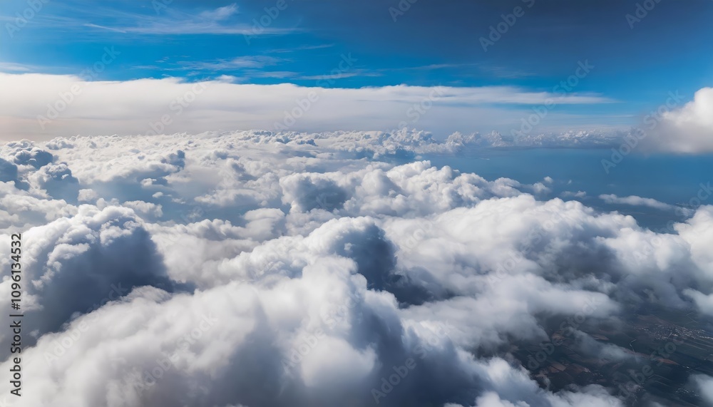 Breathtaking Aerial View of Blue Sky and Clouds from Above – Stunning Digital Artwork Capturing the Expansive Atmosphere in Soothing Shades of Blue and White, Perfect for Wall Decor or Breathtaking Aerial View of Blue Sky and Clouds from Above – Stunning Digital Artwork Capturing the Expansive Atmosphere in Soothing Shades of Blue and White, Perfect for Wall Decor or