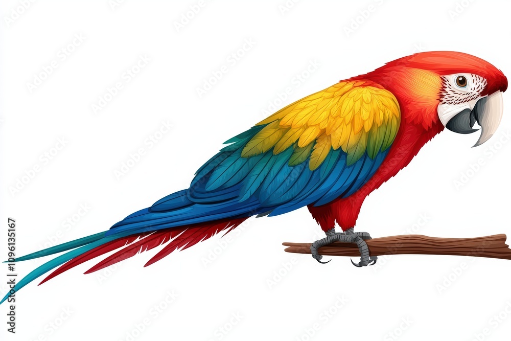 Colorful parrot perched on a branch Colorful parrot perched on a branch