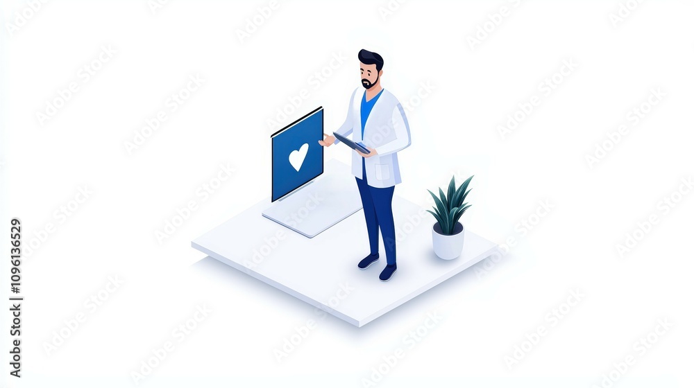 Doctor with laptop, healthcare concept. Doctor with laptop, healthcare concept.