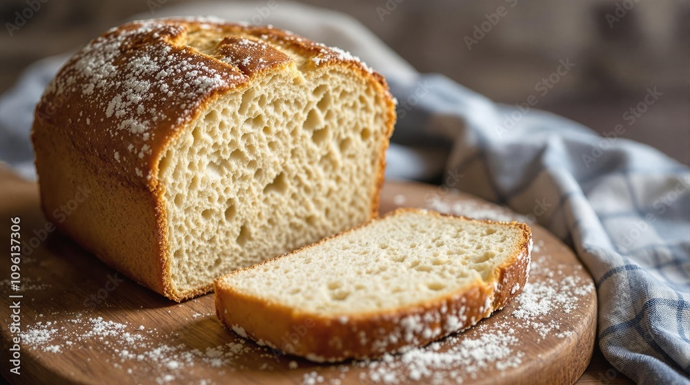 Rustic homemade sourdough bread, close-up food photography, warm loaf fresh from the oven, artisanal baking recipe, golden crust, airy texture, natural lighting Rustic homemade sourdough bread, close-up food photography, warm loaf fresh from the oven, artisanal baking recipe, golden crust, airy texture, natural lighting