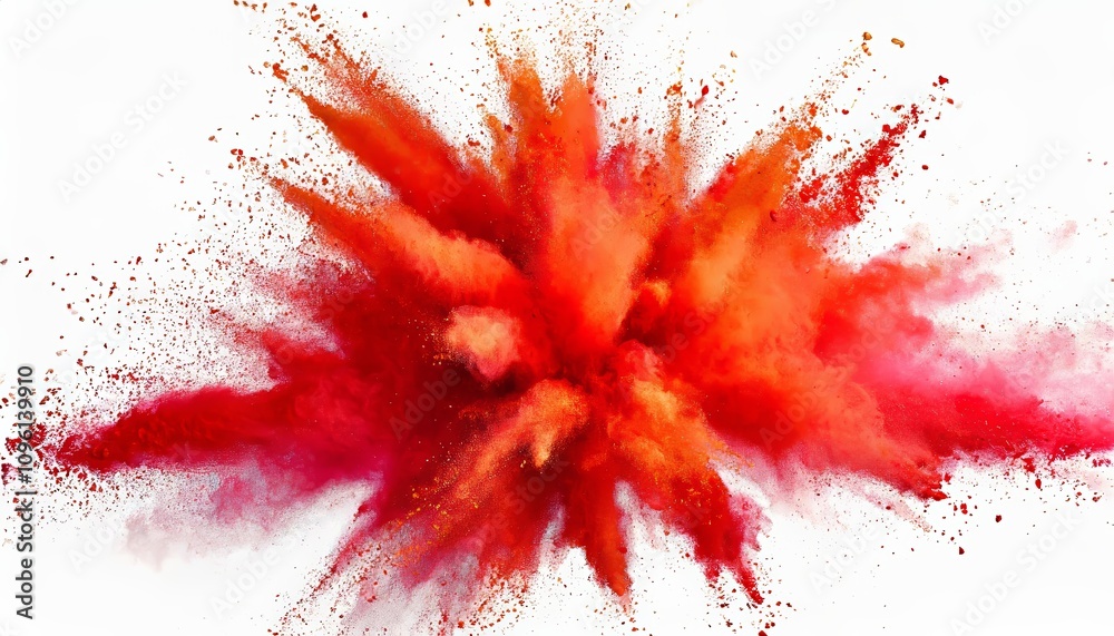 Vibrant Bright Red Holi Powder Color Explosion Burst Isolated on White Background – Capturing the Dynamic Energy of the Indian Festival of Colors in Stunning, High-Resolution Detail Vibrant Bright Red Holi Powder Color Explosion Burst Isolated on White Background – Capturing the Dynamic Energy of the Indian Festival of Colors in Stunning, High-Resolution Detail