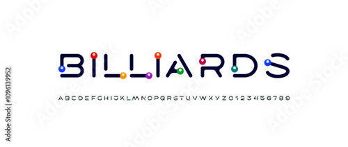 Font alphabet bright modern, letters A, B, C, D, E, F, G, H, I, J, K, L, M, N, O, P, Q, R, S, T, U, V, W, X, Y, Z and numerals 0, 1, 2, 3, 4, 5, 6, 7, 8, 9, vector illustration 10EPS