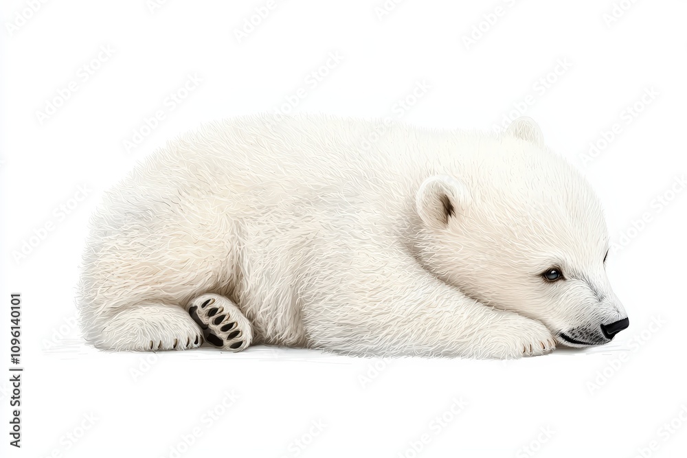 Polar bear cub, white isolate background Polar bear cub, white isolate background