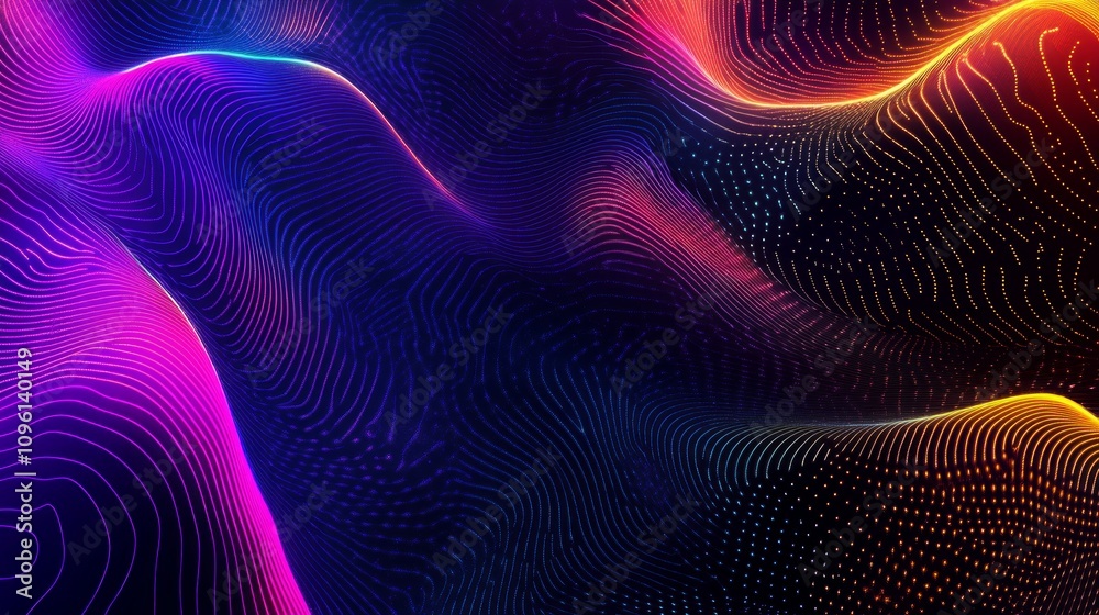 Abstract Glowing Lines and Dots Digital Art Abstract Glowing Lines and Dots Digital Art