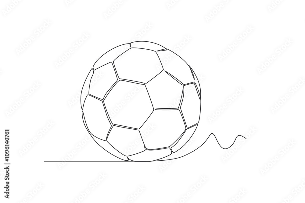 Obraz premium One continuous line drawing soccer ball. sport ball concept. One line draw graphic design vector