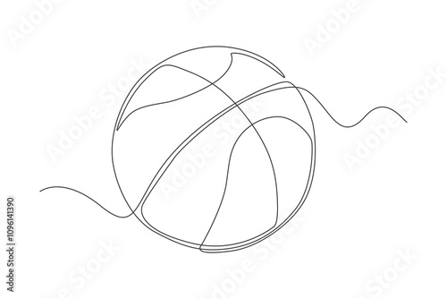 One continuous line drawing basketball. sport ball concept. One line draw graphic design vector
