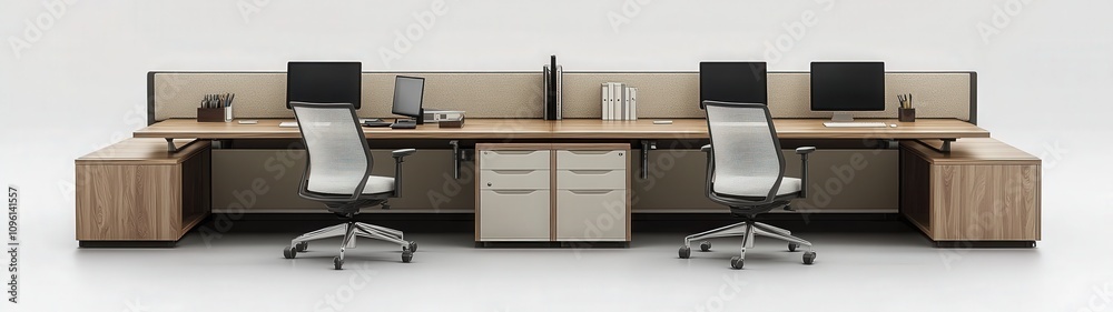 Modern office workspace featuring sleek desks and ergonomic chairs for productivity and comfort in a professional environment. Modern office workspace featuring sleek desks and ergonomic chairs for productivity and comfort in a professional environment.
