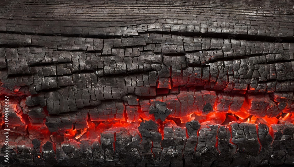 A mesmerizing burnt wood texture showcasing glowing embers that exude warmth, intricate char patterns, and vibrant fiery tones, perfect for design, art, or nature-inspired creative projects. A mesmerizing burnt wood texture showcasing glowing embers that exude warmth, intricate char patterns, and vibrant fiery tones, perfect for design, art, or nature-inspired creative projects.