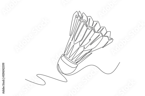 One continuous line drawing shuttlecock. sport ball concept. One line draw graphic design vector