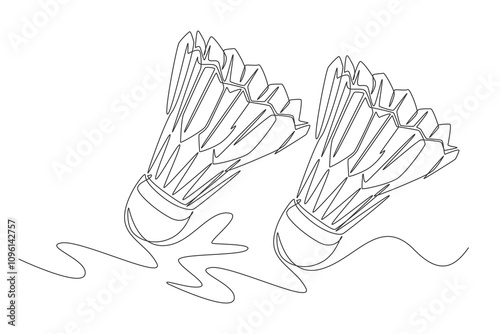 One continuous line drawing two shuttlecock. sport ball concept. One line draw graphic design vector