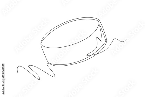 One continuous line drawing ice hockey ball. sport ball concept. One line draw graphic design vector