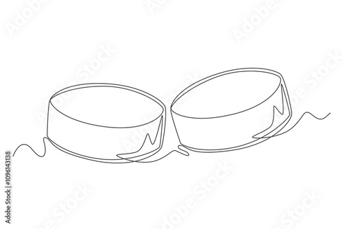 One continuous line drawing two ice hockey ball. sport ball concept. One line draw graphic design vector
