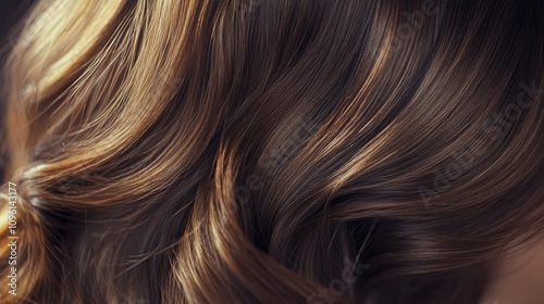 Radiant Balayage Highlights Enhancing Waves in Rich Brown Hair with Glossy Shine and Smooth Texture