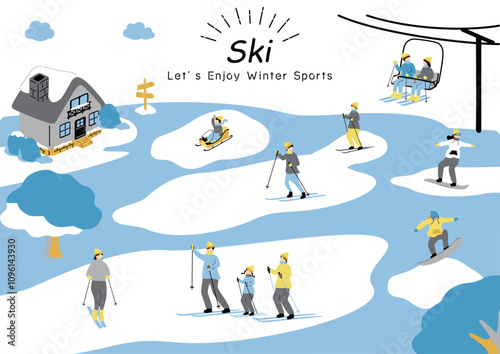 ウインタースポーツを楽しむ人達