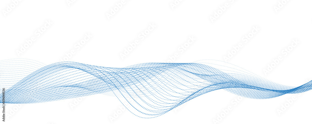 Fototapeta premium Blue waves abstract business background. Technology wavy lines