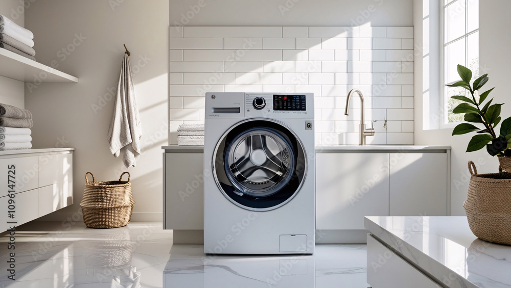 modern laundry room with a washing machine and marble countertop, featuring a bright and airy atmosphere that enhances functionality and style modern laundry room with a washing machine and marble countertop, featuring a bright and airy atmosphere that enhances functionality and style
