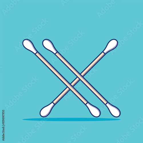 Isolated Cotton swabs vectors on a blue background in vector format
