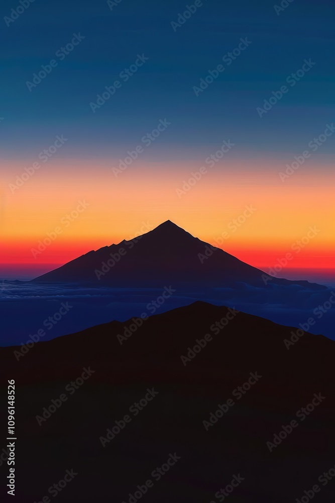 Obraz premium Dramatic mountain silhouette at sunset scenic landscape nature views bold and striking design