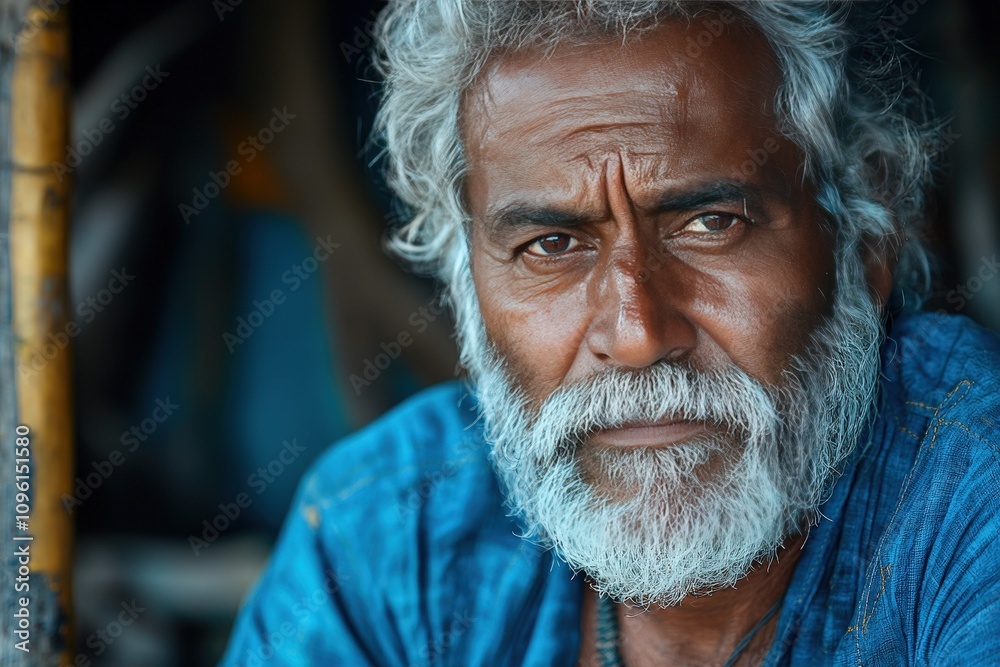 Portrait of a mature man with gray beard and intense gaze in natural light Portrait of a mature man with gray beard and intense gaze in natural light
