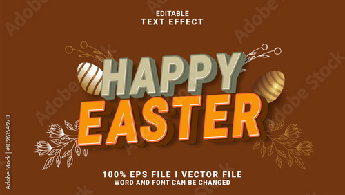 editable 3d happy easter text effect.typhography logo