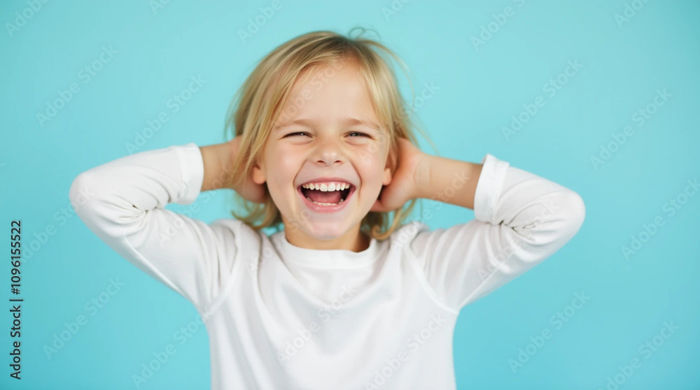 Girl covering her ears with both hands Girl covering her ears with both hands