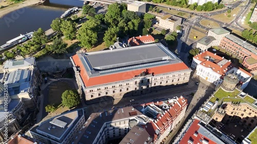 Drone footage of the Albertinum art museum in Dresden, Germany photo