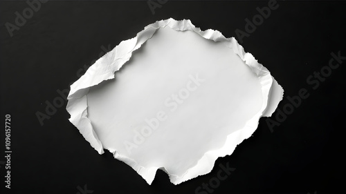 empty Ripped torn paper edges white paper on a black background