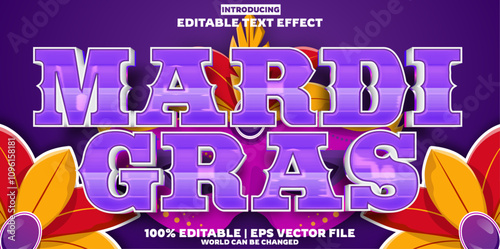 Mardi Gras editable text effect in modern trend style