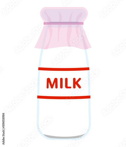 瓶入り牛乳のイラスト
