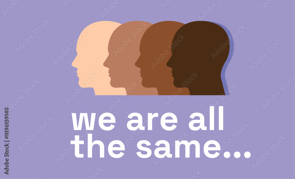 Illustration Promoting Equality with Diverse Silhouettes and Message of Unity Illustration Promoting Equality with Diverse Silhouettes and Message of Unity