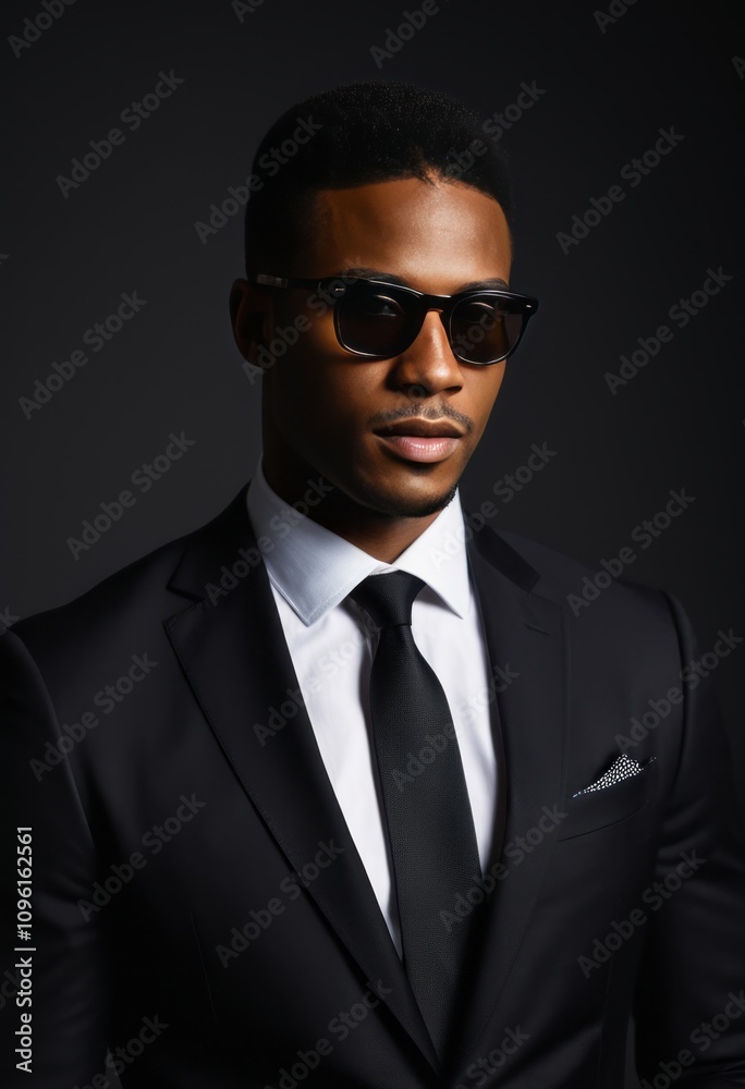 Attractive young man wearing elegant black suit and sunglasses black businessman portrait Ultra realistic Photorealistic hyperdetailed photography soft light head and shoulders portrait cover Attractive young man wearing elegant black suit and sunglasses black businessman portrait Ultra realistic Photorealistic hyperdetailed photography soft light head and shoulders portrait cover