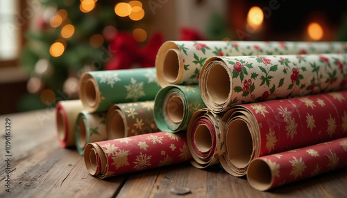 Festive Christmas Wrapping Paper Rolls