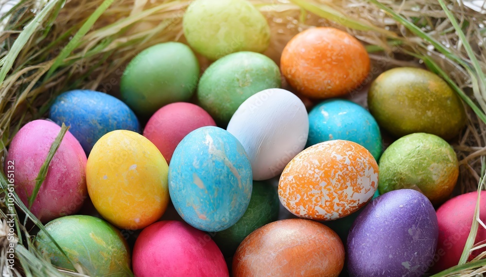A vibrant and colorful background featuring a collection of Easter eggs, perfect for celebrating the joy of Easter with bright, cheerful designs symbolizing spring and renewal. A vibrant and colorful background featuring a collection of Easter eggs, perfect for celebrating the joy of Easter with bright, cheerful designs symbolizing spring and renewal.