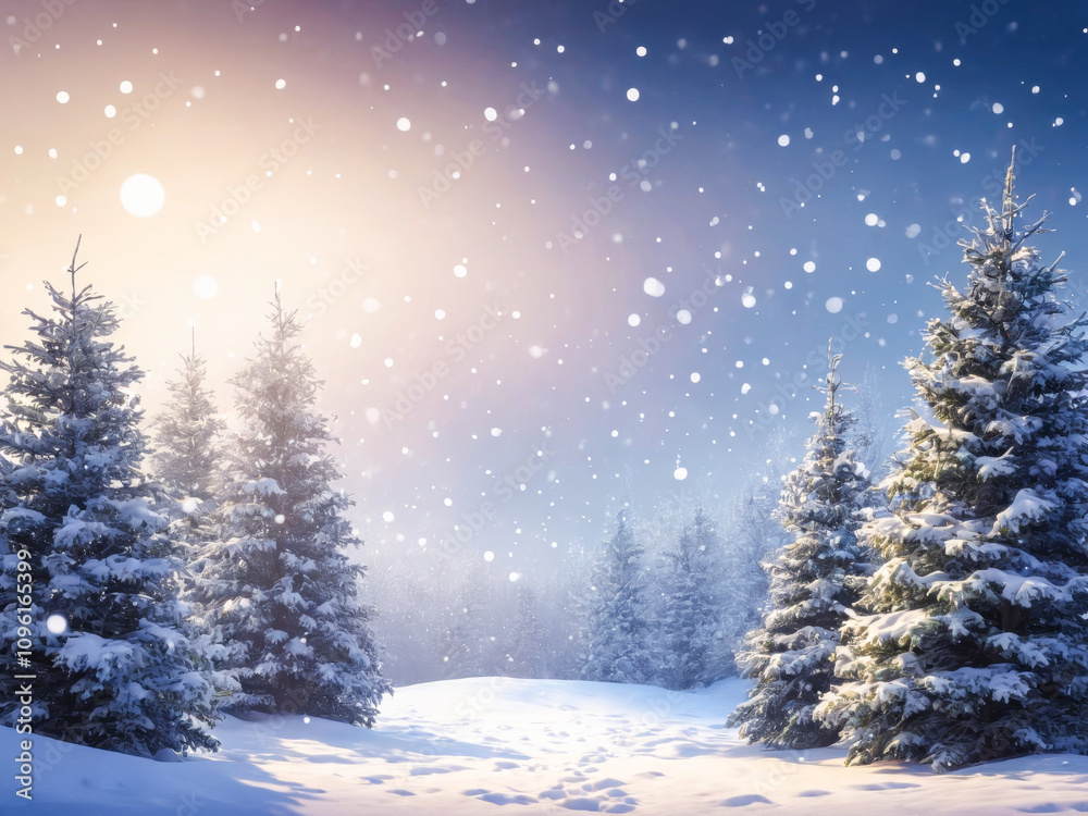 Winter Wonderland Snow Covered Pine Trees in a Magical Forest Winter Wonderland Snow Covered Pine Trees in a Magical Forest