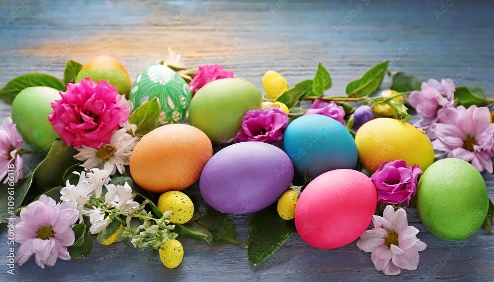 Vibrant and Artistic Easter Eggs Adorned with Delicate Flowers for a Festive Spring Celebration - Perfect for Seasonal Decorations, Easter Cards, or Family Gatherings with a Cheerful Vibe Vibrant and Artistic Easter Eggs Adorned with Delicate Flowers for a Festive Spring Celebration - Perfect for Seasonal Decorations, Easter Cards, or Family Gatherings with a Cheerful Vibe