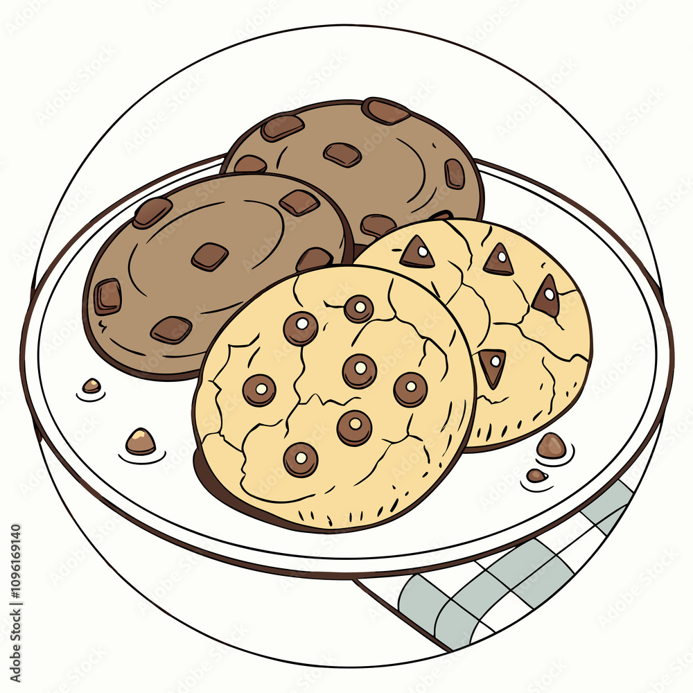 A plate filled with assorted cookies featuring a variety of flavors and textures, inviting and deliciously presented. A plate filled with assorted cookies featuring a variety of flavors and textures, inviting and deliciously presented.