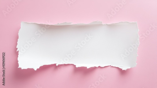 Wallpaper Mural Torn white paper strip on a soft pink background perfect for announcements or stylish presentations, offering an elegant and clean design aesthetic. Torontodigital.ca