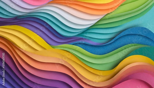 Colorful Wavy Background in Vibrant Paper Cut Style â€“ High-Quality Abstract Design Featuring Bright, Layered Waves in Dynamic Colors for Creative, Artistic, and Modern Digital or Print