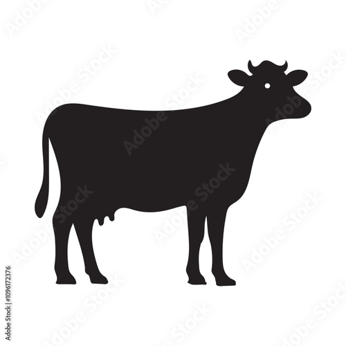 cow vector silhouette illustration isolated white background