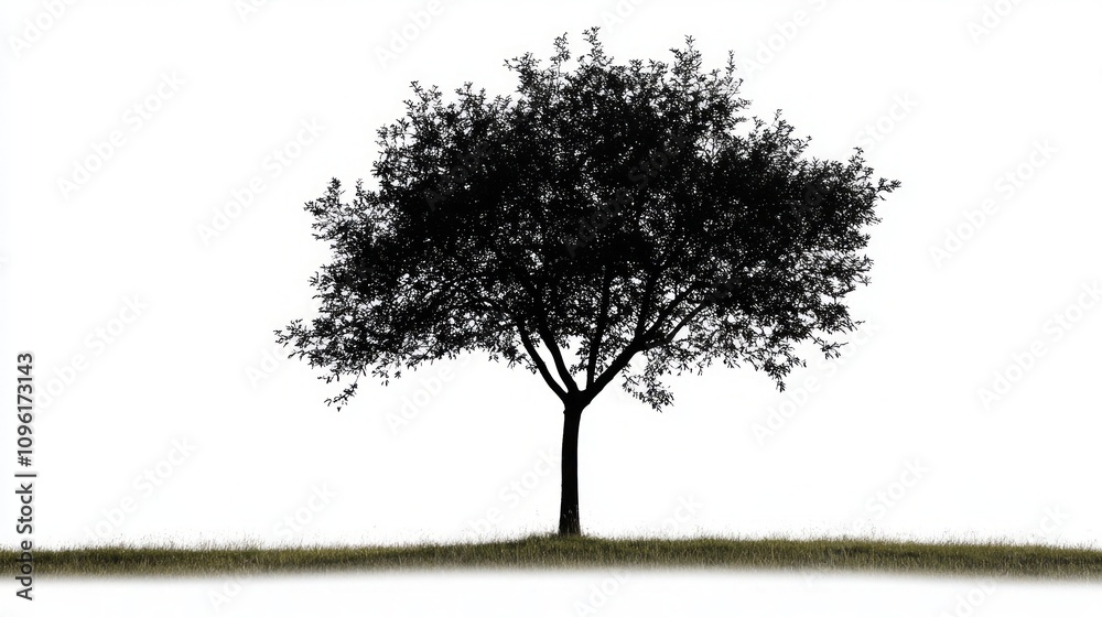 Fototapeta premium Solitary Tree Silhouette Against a Pristine Sky