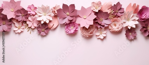 Wallpaper Mural Floral arrangement of artificial flowers and leaves in pink hues creating a decorative frame with copy space for design projects or advertising Torontodigital.ca