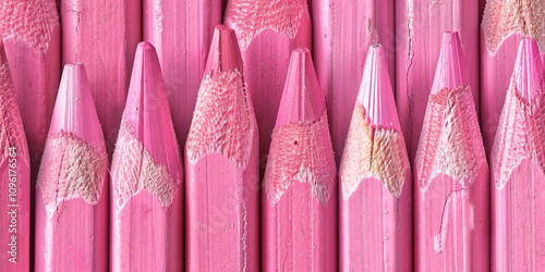 Vibrant Pink Pencils in a Group
