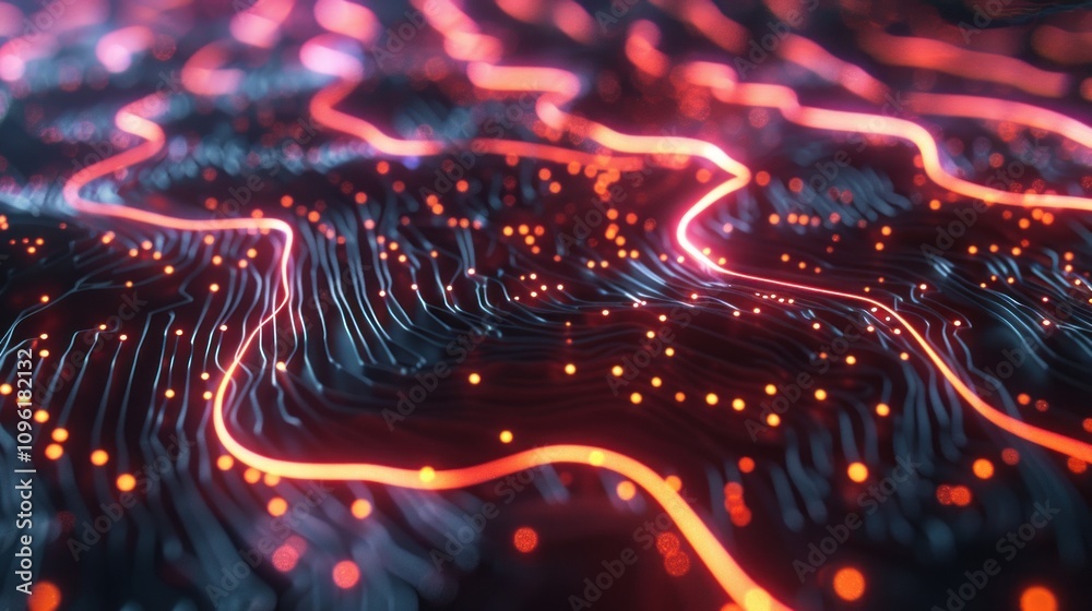 Abstract Digital Landscape with Glowing Lines Abstract Digital Landscape with Glowing Lines