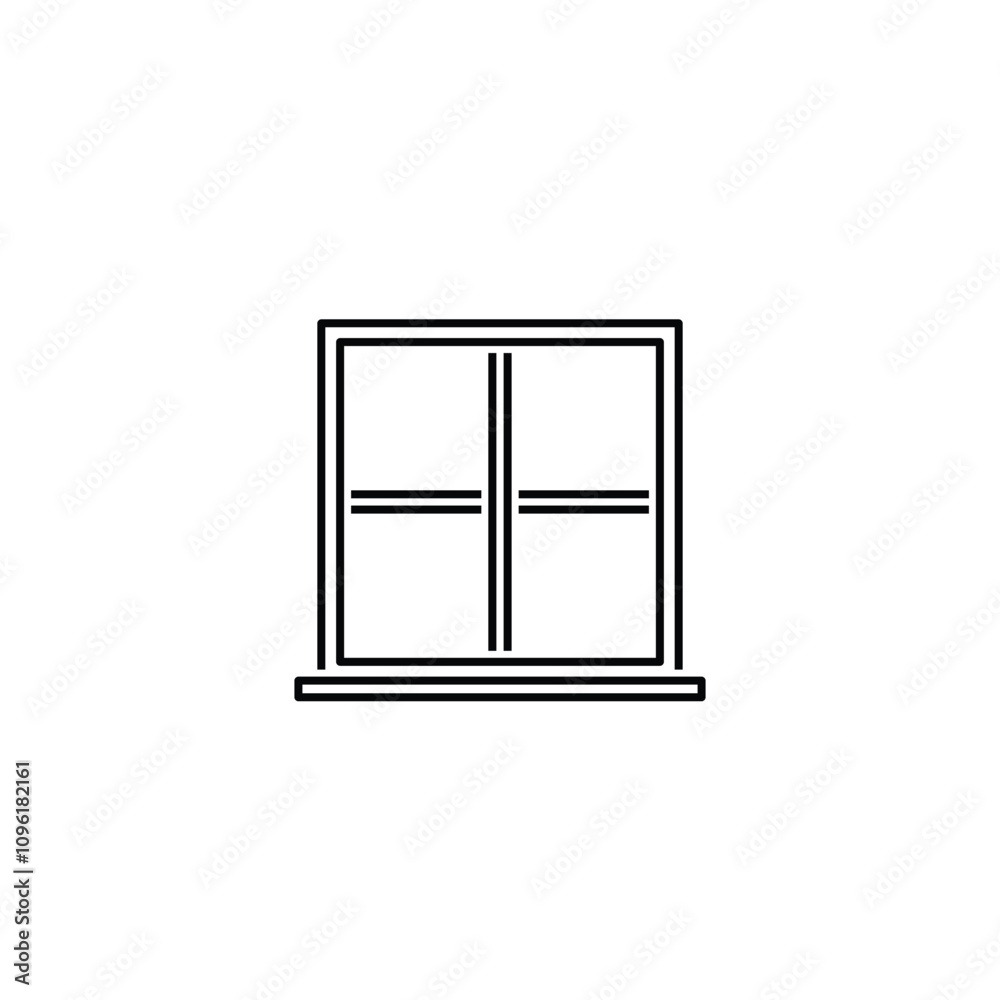 A sleek black striped window icon, ideal for architectural, interior design, and real estate projects, featuring a minimalist and modern style A sleek black striped window icon, ideal for architectural, interior design, and real estate projects, featuring a minimalist and modern style