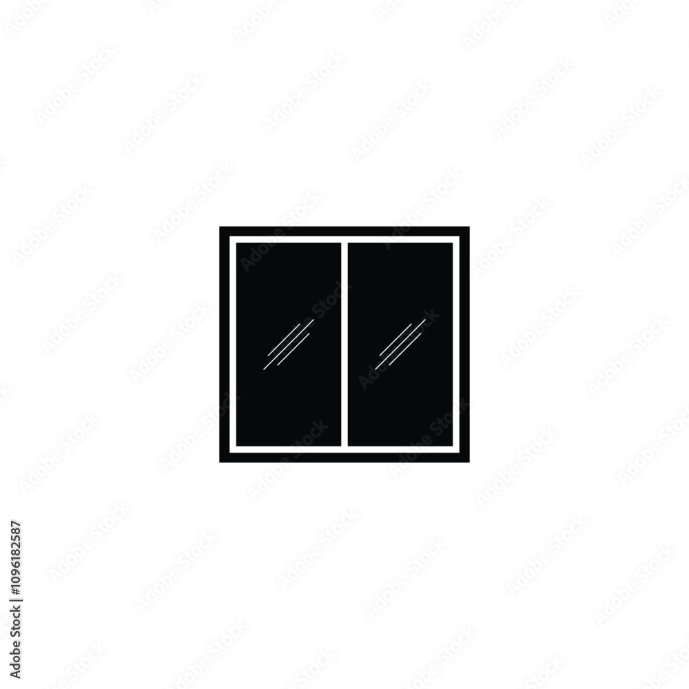 A sleek black striped window icon, ideal for architectural, interior design, and real estate projects, featuring a minimalist and modern style A sleek black striped window icon, ideal for architectural, interior design, and real estate projects, featuring a minimalist and modern style