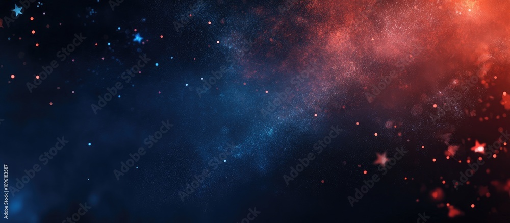 Starry night sky background in red white and blue tones for American Independence Day celebrations Starry night sky background in red white and blue tones for American Independence Day celebrations