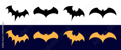 Bat set. Halloween bat vector illustration, set of halloween bats