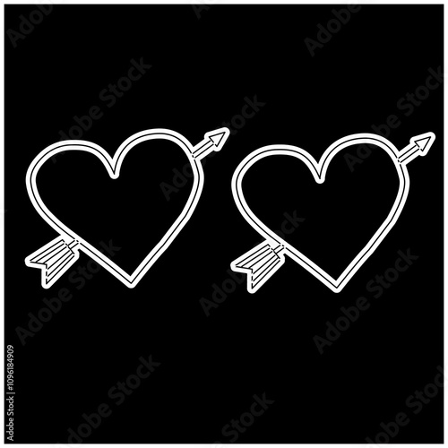 two hearts pierced by arrows