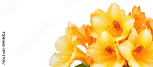 Clivia flowers in shades of yellow and orange on a white background Perfect for elegant cards and invitations floral design composition photo