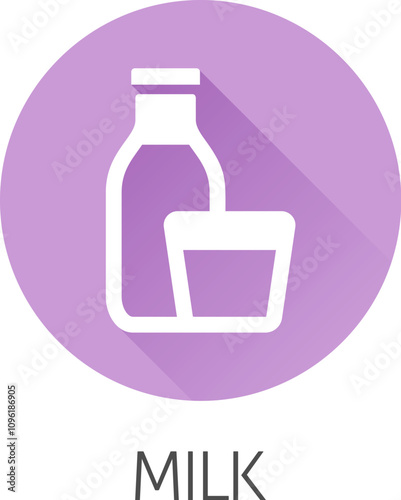 A milk dairy lactose bottle and glass food allergy icon concept. Possibly an icon for the allergen or allergy.